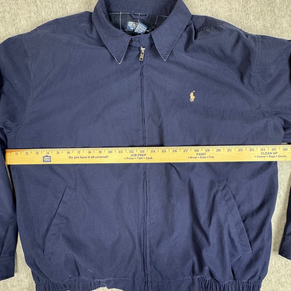 POLO RALPH LAUREN Mens XL Navy Blue Harrington Jacket Plaid Lined Windbreaker - Picture 5 of 9